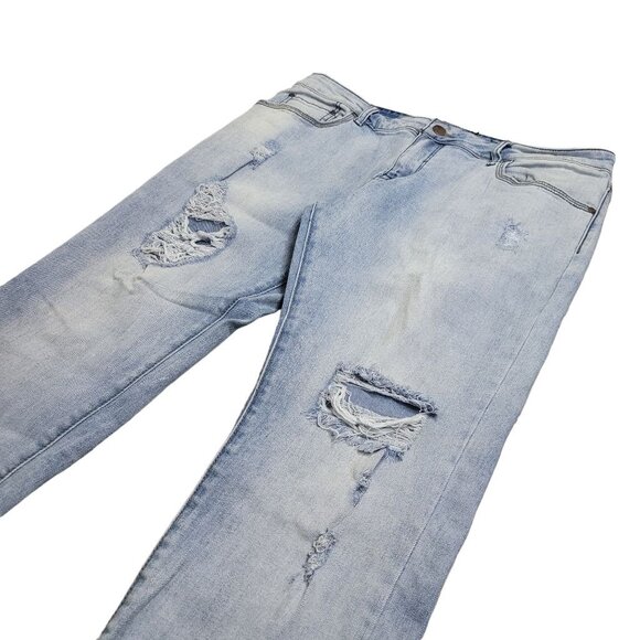 Harlow Boyfriend Jeans Light Wash Distressed Womens 30 Regular Fit Low Rise - Picture 5 of 11